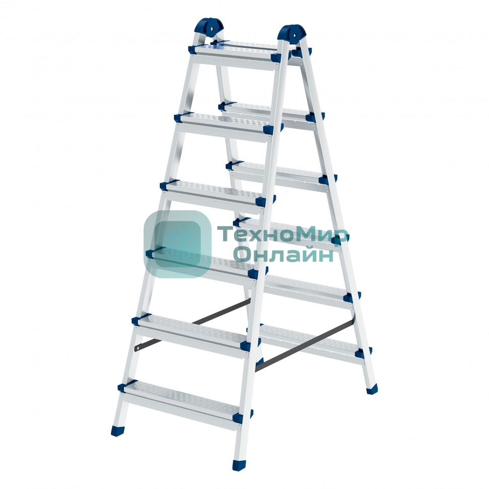 Стремянка двухсторонняя Сибртех 6 ст., сталь профиль, стальные ступени