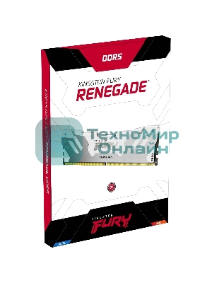 Оперативная память Kingston Fury Renegade, DDR5, 32Gb (2x16GB), 7200MHz, CL38, DIMM, радиатор, белый