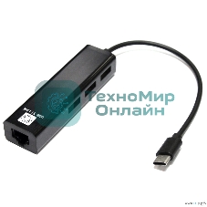 Кабель-адаптер 5bites UA3C-45-09BK USB3.1, 3хUSB2.0, RJ45 100MB, черный