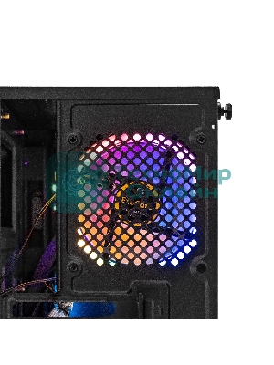 Компьютерный корпус Minitower ExeGate Mistery R2-NPX600 (mATX, БП 600NPX с вент. 12 см, 2*USB+1*USB 3.0, аудио, черный, 1 вент. 12см с RGb подсветкой и полоса на передней панели, боковая панель - закаленное стекло)