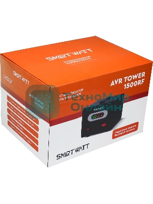 Напольный стабилизатор напряжения SMARTWATT AVR TOWER 1500RF (140W - 260W, 1500VA, 1.5 кВт, 50-60 Гц, розеток - 2, LED-д
