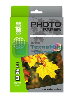 Фотобумага Cactus CS-MA623050 A6/230г/м2/50л./белый матовое для струйной печати