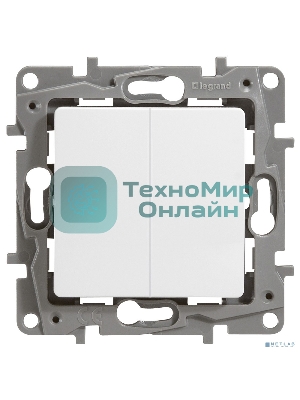 Переключатель 2-клавишный, 10AX, бел. ETIKA 