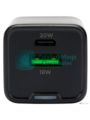 Зарядное устройство Cablexpert MP3A-PC-62, 20Вт GaN, 3А, QC4.0/PD, 1xUSB, 1xType-C, черный, пакет