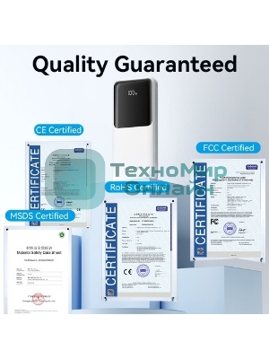 Портативный аккумулятор Vention Power Bank 10000mAh(Micro-USB/C/A/A) со встроенными кабелями 22.5W Черный с LED Дисплеем, шт.