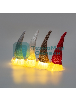 Гномик в новогоднем колпаке 20см, цвет свечения теплый белый, питание 3xLR1130 (в комплекте) Neon-night