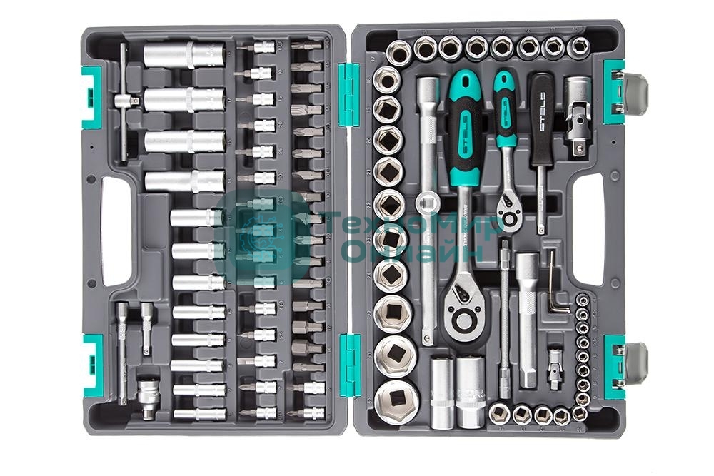 Набор инструментов Stels 14106 1/2'' 1/4'' CrV пластиковый кейс  94 предм.