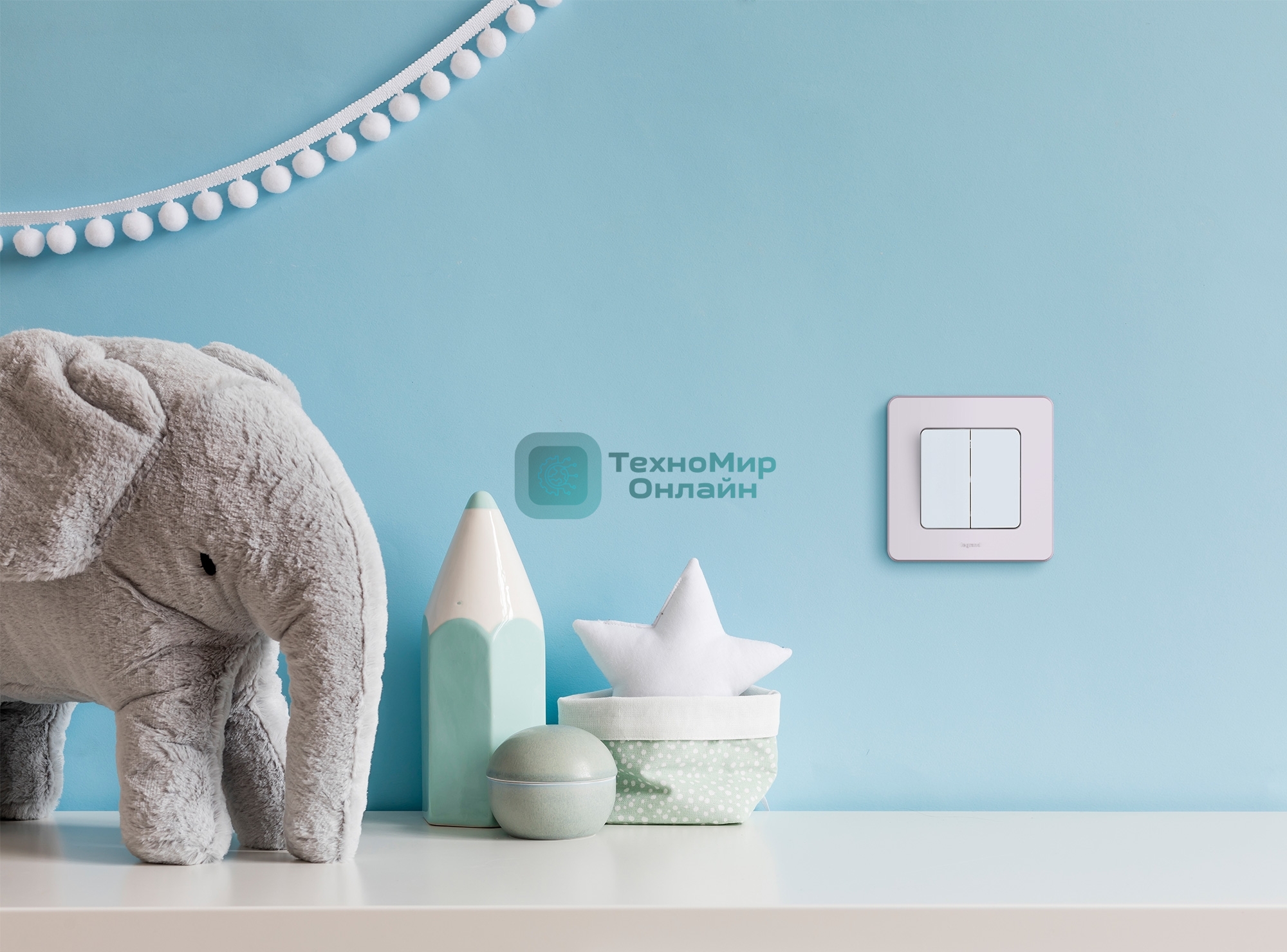 Выключатель 2-клавишный 10AX 250 В белый