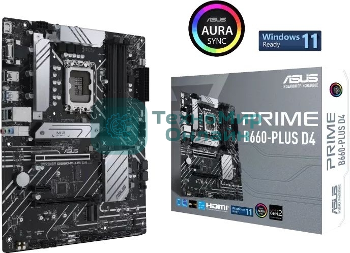 Материнская плата ASUS PRIME B660-PLUS D4, Socket LGA 1700, Intel B660, 4xDDR4, 4xSATA, 3xM.2, 1xPCIe 4.0 x16, 1xPCIe 3.0 x4, 1xHDMI, 1xDP, 1xVGA, 1x 1Gb LAN, 1xUSB-C 3.2 Gen 2x2, 2xUSB-A 3.2 Gen 2, 1xUSB-A 3.2 Gen 1, 2xUSB-A 2.0, 7.1, ATX