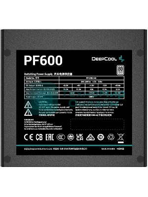 Блок питания Deepcool/GamerStorm PF600 (R-PF600D-HA0B-WDEU), 600Вт, 80 PLUS, 120мм, черный