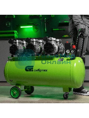 Компрессор безмаслянный малошумный Сибртех МБ 2250/100, 2250 Вт, 100л, 400 л/мин
