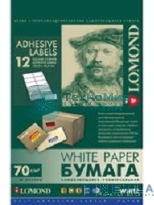 Самоклеящаяся бумага Lomond универсальная для этикеток, A4, 12 делен. (105 x 48 мм), 70 г/м2, 50 листов