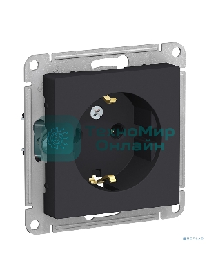 Механизм розетки 1-м СП AtlasDesign с заземл. 16А карбон SchE ATN001043