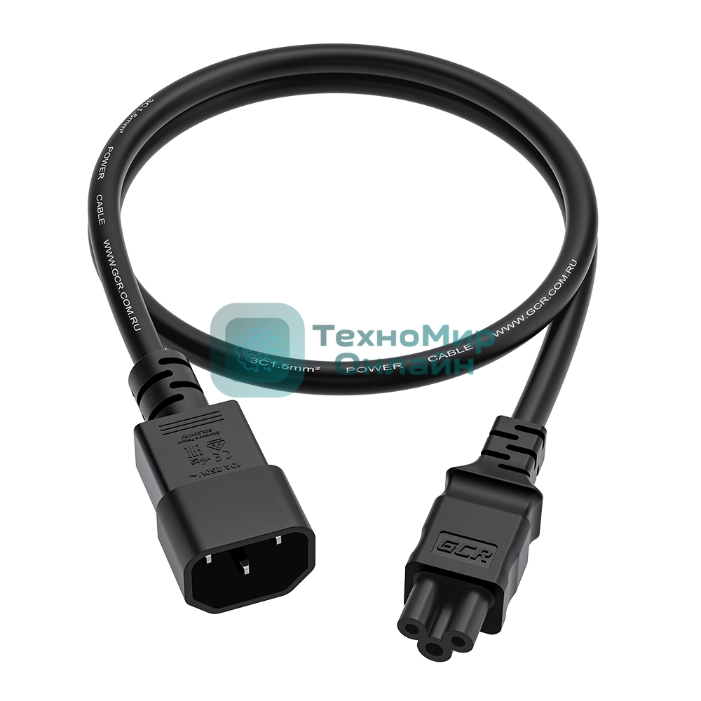 Кабель питания GCR PROF 3.0m, С14 - С5, черный, 3x1,5мм, GCR-55969