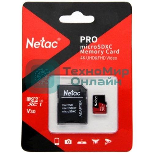 Флеш карта MicroSD card Netac P500 Extreme Pro 64Gb, retail version w/SD adapter