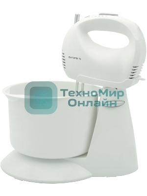 Миксер SUPRA MXS-530 с чашей. 500 Вт. Режим Турбо. 5 скоростей. Две насадки: для взбивания яиц и крема и для замеса тяжелого теста. белый
