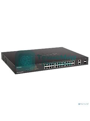 Коммутатор настраиваемый L2 D-Link DGS-1100-26MPPV2/A3A с 24 портами 10/100/1000Base-T и 2 комбо-портами 1000Base-T/SFP (порты 1-24 PoE 802.3af/at, порты 21-24 PoE 802.3bt, PoE-бюджет 525 Вт)