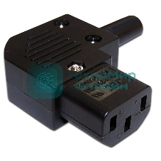 Вилка IEC 60320 C13, 10A, 250V, угловая, разборная, черная