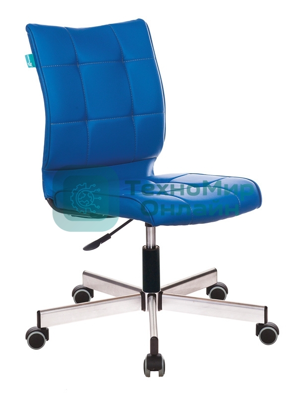Кресло Бюрократ CH-330M/OR-03 синий, экокожа, 120 кг, механизм качания, без подлокотников