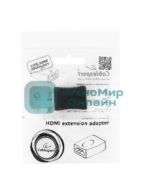 Переходник Gembird Переходник HDMI-HDMI 19F/19F, золотые разъемы, пакет