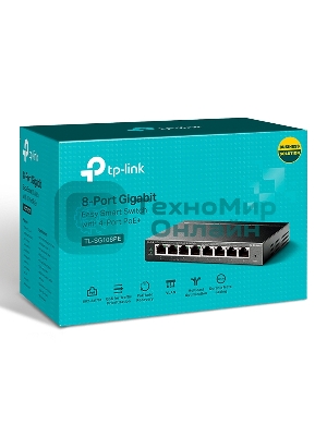 Коммутатор TP-Link SMB TL-SG108PE Easy Smart гигабитный 8-портовый коммутатор с 4 портами PoE