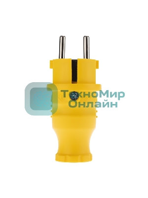 Вилка Rexant прямая влагозащищенная, c/з, 16А. IP44, каучук желтая
