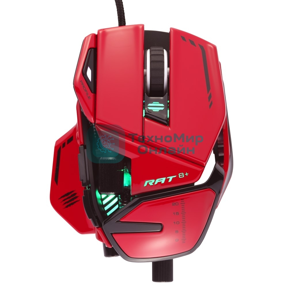 Мышь проводная Mad Catz R.A.T. 8+ ADV красный, 20000 dpi, USB, кнопки - 11