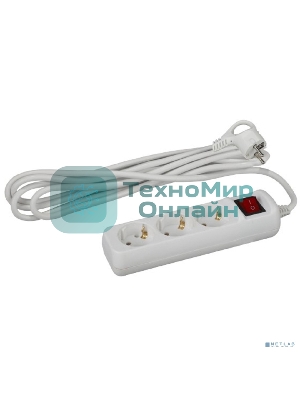 Удлинитель электрический UX-3es-1.5m с заземлением с выключателем 3 розетки 1.5м ПВС 3х0.75кв.мм 10А Эра Б0057740