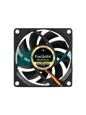 Вентилятор для корпуса ExeGate ExtraPower EP07015B3P черный, 70 мм, 3100 об/мин, 28 дБ, 3 pin