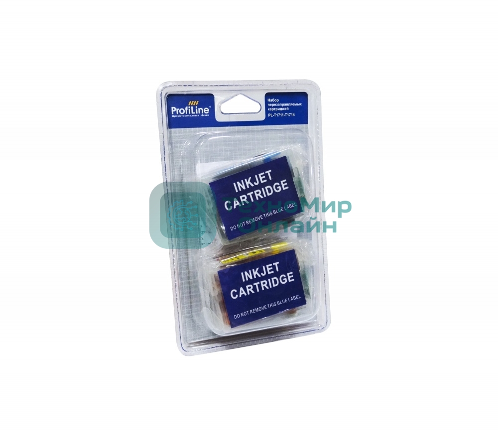 Перезаправляемые картриджи ProfiLine T1711-T1714 для принтеров Epson Expression Home XP-33/103/203/207/303/306/323/403/406 водные заправленные Bk-14мл/CMY-9мл с чипом