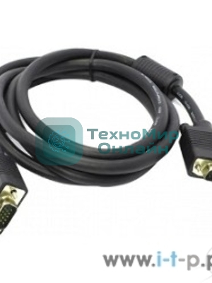 Кабель монитор - SVGA card (15M -15M) 3м 2 фильтра ExeGate позолоченные контакты, экранирование