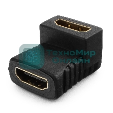 Переходник Gembird Переходник HDMI-HDMI 19F/19F, угловой, золотые разъемы, пакет