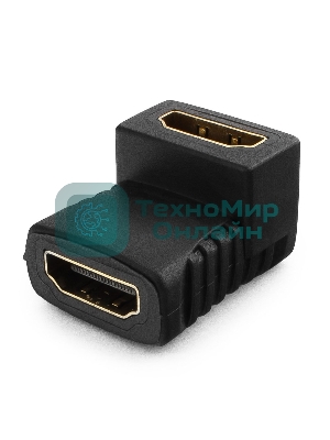 Переходник Gembird Переходник HDMI-HDMI 19F/19F, угловой, золотые разъемы, пакет