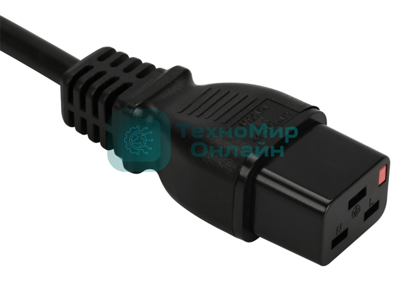 Шнур питания Lanmaster с блокировкой C19-C20, 3х1.5, 220В, 16А, черный, 0.5 метра