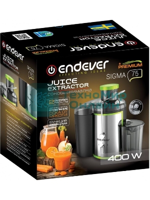 Соковыжималка Endever Sigma 75 серебристый, центробежная, 400 Вт, 450 мл, электронное