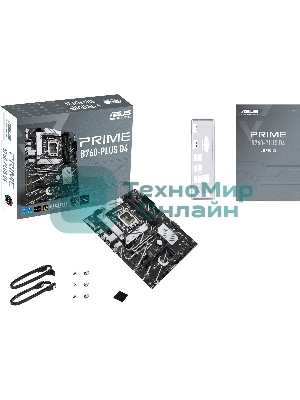 Материнская плата ASUS PRIME B760-PLUS D4, LGA 1700, Intel B760, 4xDDR4, 4xSATA, 3xM.2, 1xPCIe 4.0 x4, 1xPCIe 5.0 x16, 1xHDMI, 1xDP, 1xVGA, 1x 2.5Gb LAN, 1xUSB 3.2 Gen 2, 2xUSB-A 3.2 Gen 2, 3x3.5 мм, 7.1, ATX