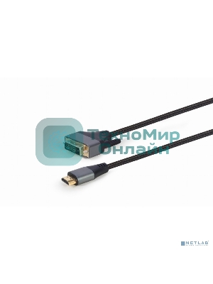 Кабель HDMI-DVI Cablexpert CC-HDMI-DVI-4K-6, 19M/19M, single link, 4K, медь, нейлоновая оплетка, метал.разъемы, 1.8м, черный, коробка