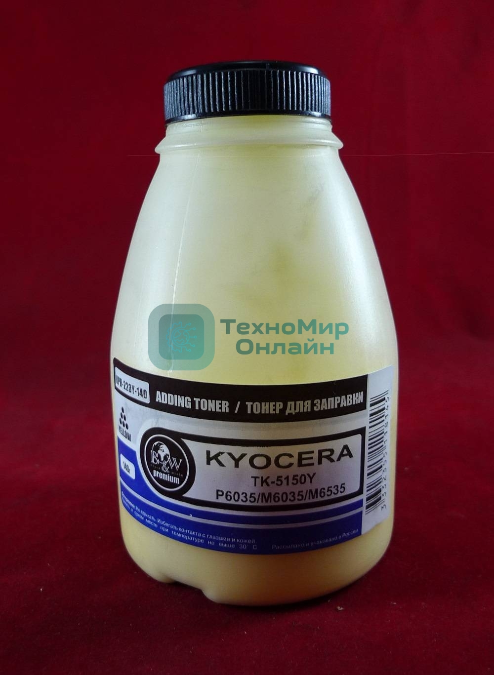 Тонер для Kyocera TK-5150Y, P6035/M6035/M6535 Yellow (фл. 140г) Black&White Premium