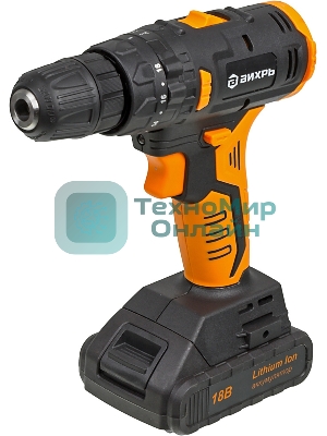 Дрель-шуруповерт аккумуляторная Вихрь ДА-18Л-2КУ/Б 72/14/23, Аккумуляторная, 18В, 2 АКБ, Кейс