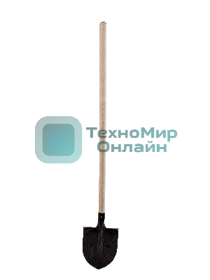Лопата штыковая, 205х275х1400 мм, ребра жесткости, деревянный черенок Россия