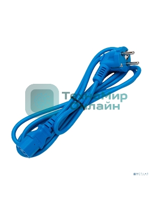 Кабель питания Cablexpert PC-186-VDE-B-1.8M, Schuko-C13, 3x0.75мм2, 10A, с заземлением, медь, 1.8м, синий, пакет