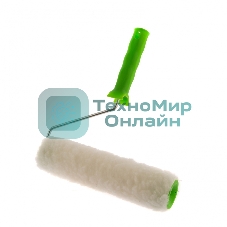 Валик с натуральным мехом Сибртех, с ручкой, 250 мм, ворс 12 мм, D 48 мм, D ручки 6 мм