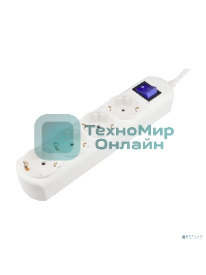 Удлинитель PC 3 м, 4 р с/з, с выкл.16А бел. PC-5B-3M