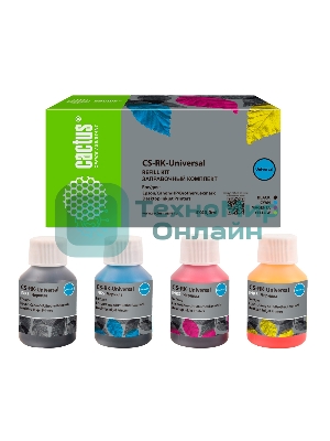 Заправочный набор Cactus CS-RK-Universal голубой/пурпурный/желтый/черный набор 4x40мл для HP/Lexmark/Canon