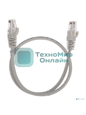 Патч-корд U/UTP, CAT 5e, RJ45-RJ45, 26AWG, ZH нг(А)-HF, серый, 0,5м Rexant
