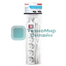 Сетевой удлинитель Buro BU-PS5.3/W 3 м (5 розеток) белый (пакет ПЭ)