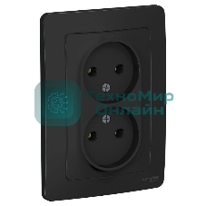 Розетка 2-м СП Blanca 16А 250В без шторок без заземл. антрацит SchE BLNRS000026