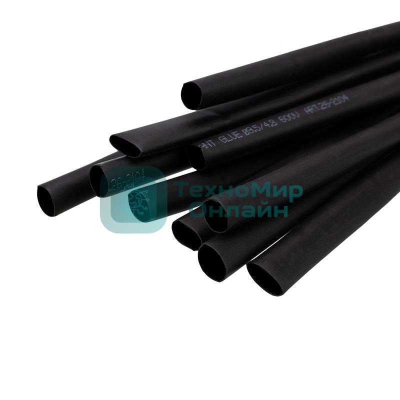 Трубка термоусадочная двустенная клеевая Rexant 9.5/4.75 (2:1) (уп.10шт) по 1м черный