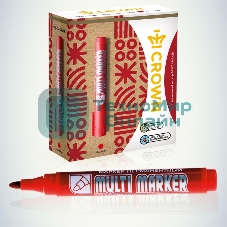 Маркер перманентный Crown Multi Marker, пулевидный 3мм, красный Б0048241