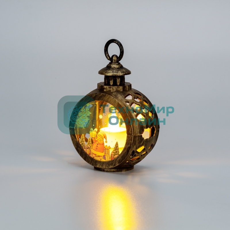 Фонарь декоративный Neon-night (фигура) со свечкой 9х5х13см, цвет корпуса бронзовый, цвет свечения теплый белый, питание 3xLR1130 (в комплекте)